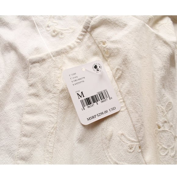 Free People Loving You Jumpsuit 26" / Medium / Ivory Floral Eyelet Embroidered - Picture 8 of 9